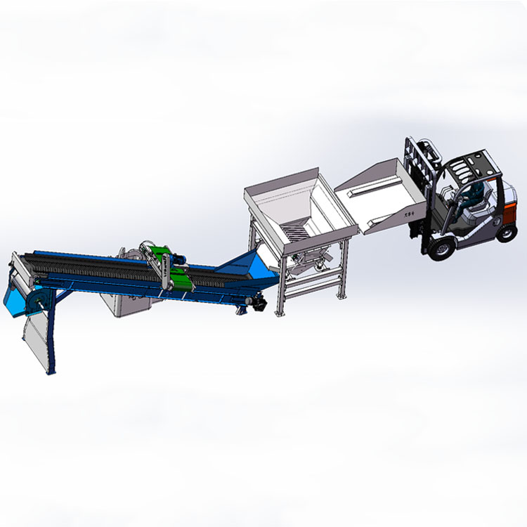 叉車(chē)料倉(cāng)+振動(dòng)給料+輸送+自卸式+甩鐵機(jī)